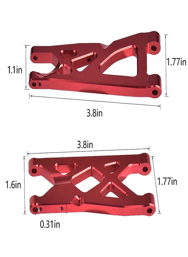 GLOBACT مجموعة أذرع التعليق الأمامية والخلفية المصنوعة من الألومنيوم من Globact لسيارات Arrma Granite 4X4/Senton/Rc Short Course Truck بمقياس 1/10، قطع غيار ترقية بديلة لقطع غيار AR330443 و AR330516 الاختيارية (باللون الأحمر). - Image 2